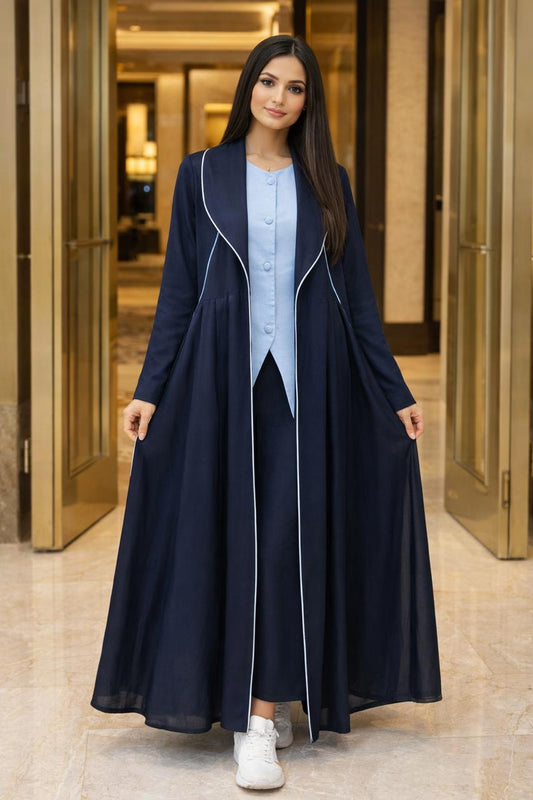 Premium linen abaya 3 piece set modest fashion – Volvora UAE