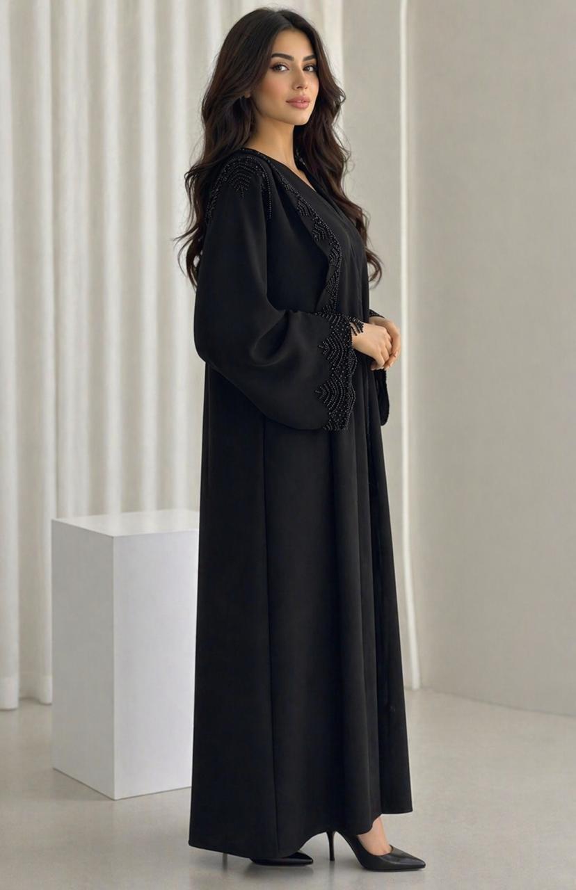 Luxury Black Cobra Crepe Abaya
