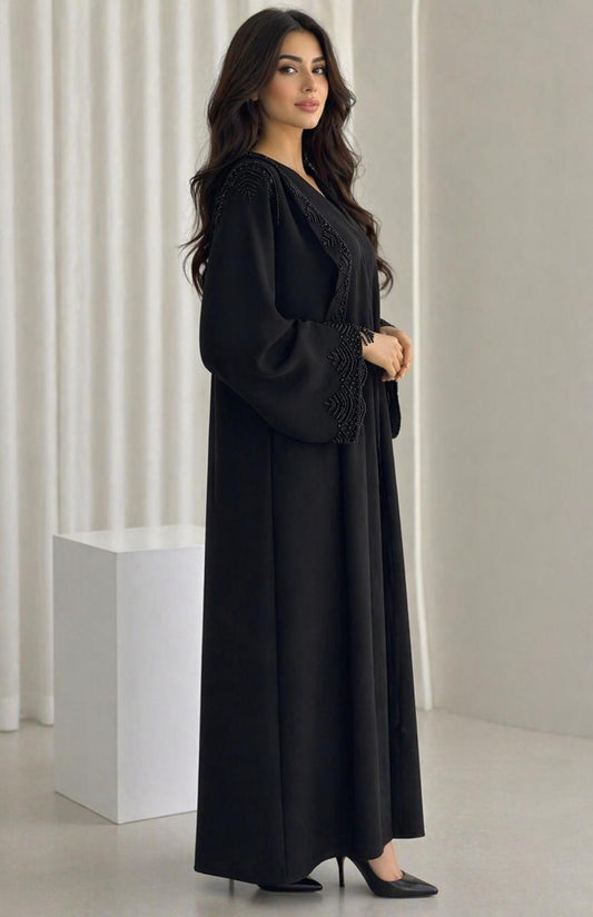 Luxury Black Cobra Crepe Abaya