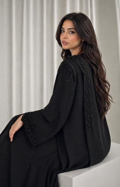 Luxury Black Cobra Crepe Abaya