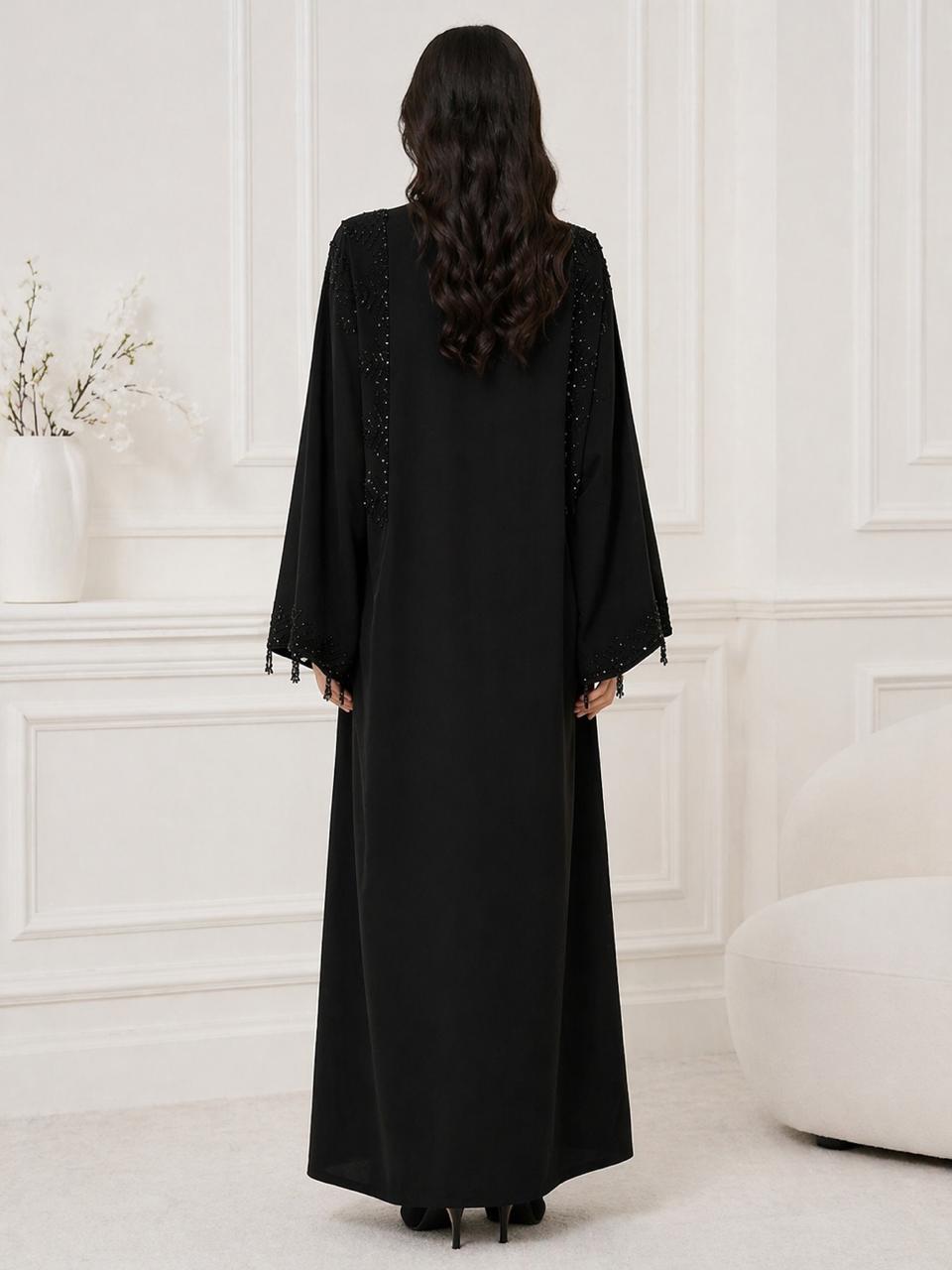 Luxury Black Cobra Crepe Abaya