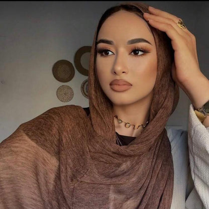 Women's Modal Cotton Pleated Hijab Scarf with Tassels