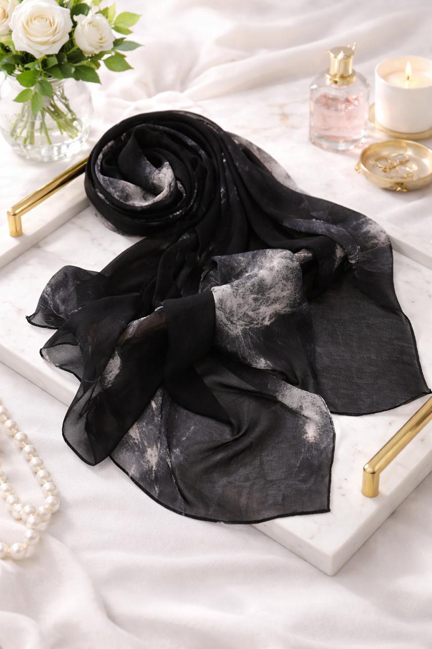 Faux pearl chiffon tie-dye hijab scarf – Volvora UAE